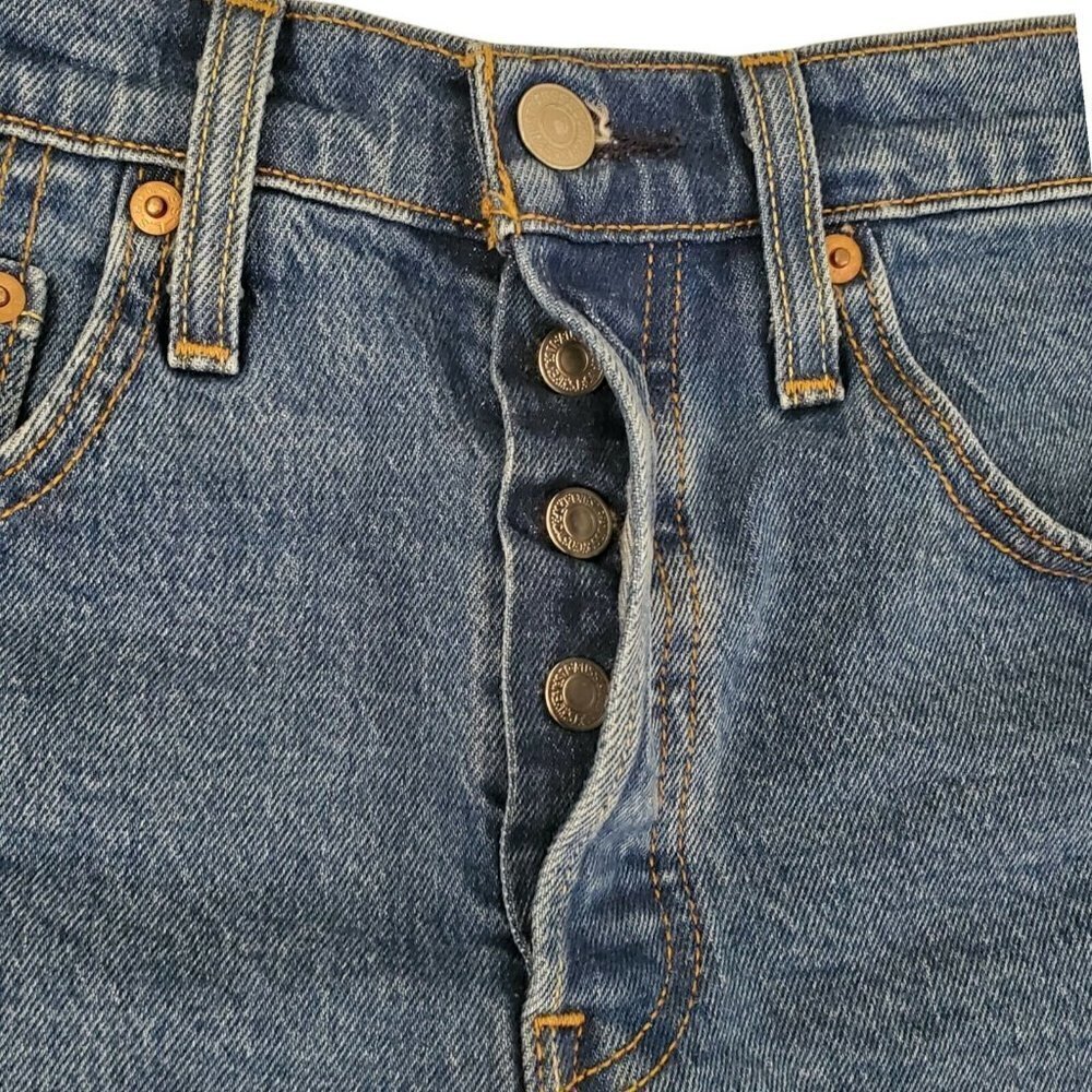 Levis 501 Shorts Womens 26 Blue Cut-Off High Rise Button Fly Raw Hem Boho Summer - Picture 3 of 12